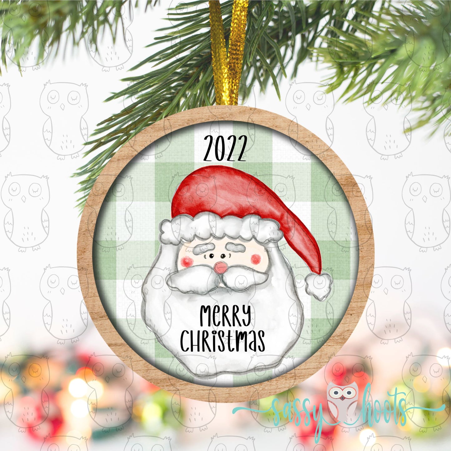 Personalized Christmas Ornament - Merry Christmas Santa with Year