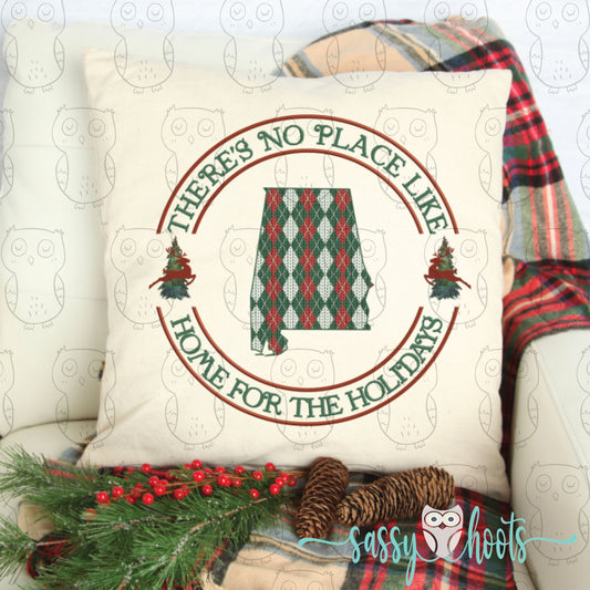 Christmas Pillow Cover - No Place Like Home (Personalized with State)