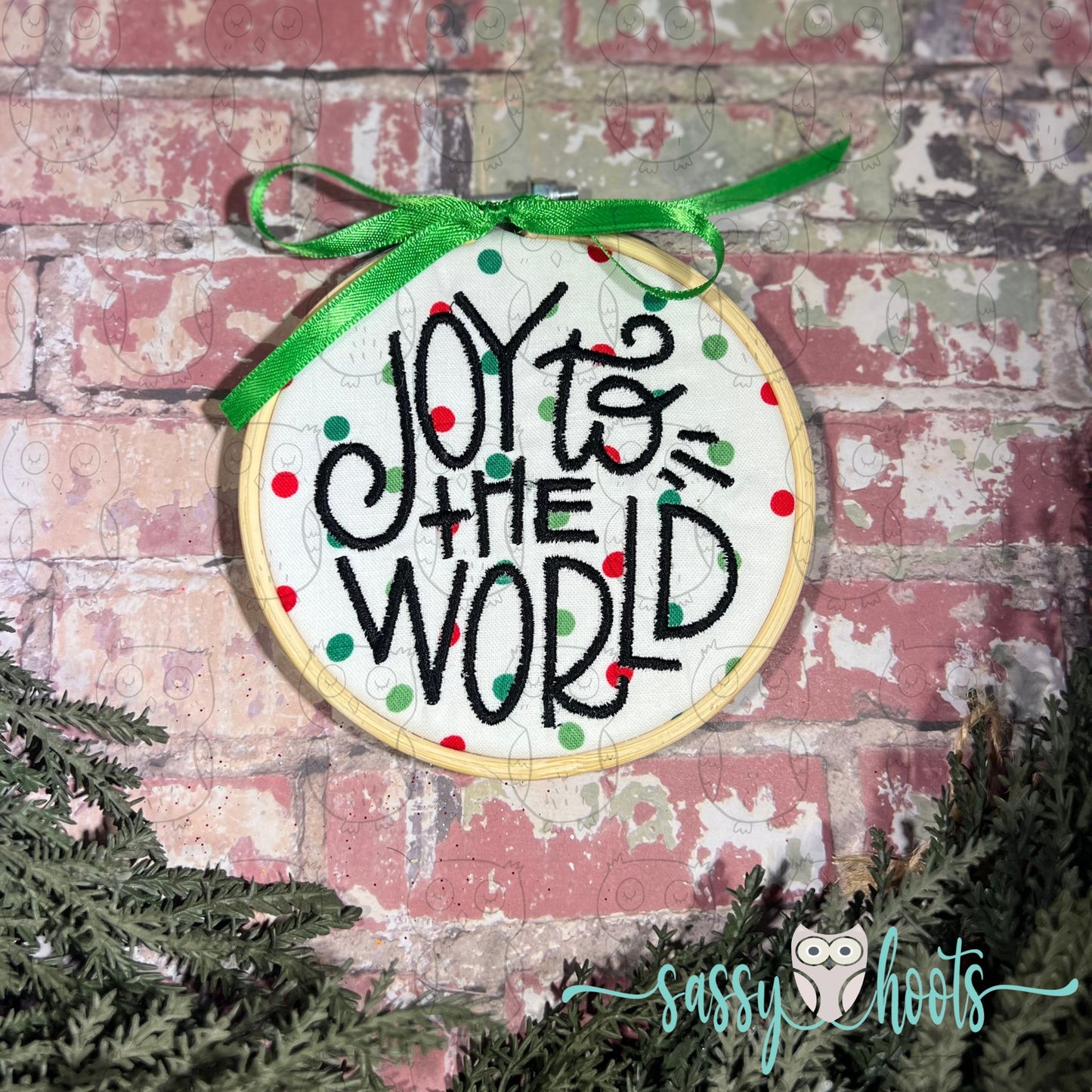 Embroidery Hoop Ornament - Joy to the World