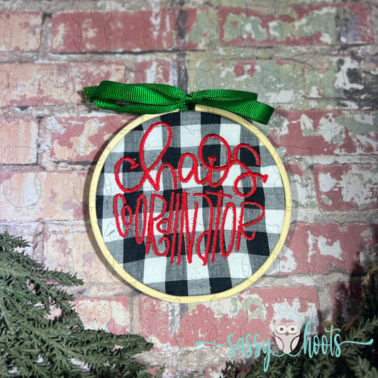 Embroidery Hoop Ornament - Chaos Coordinator Buffalo Plaid