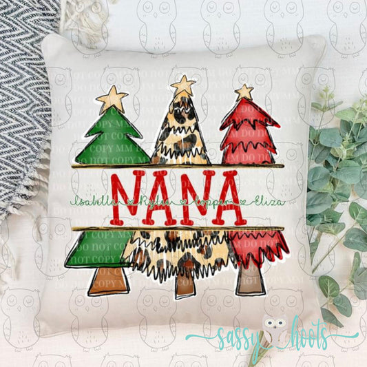 Decorative Christmas Pillow Cover - Christmas Trees with Name