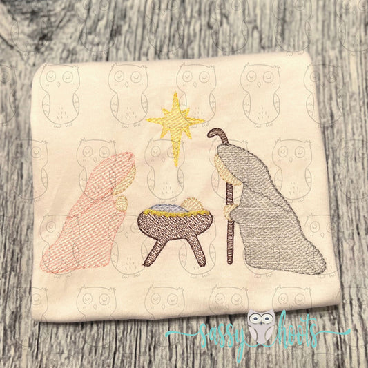 Copy of Kids Embroidery Christmas Nativity Shirt