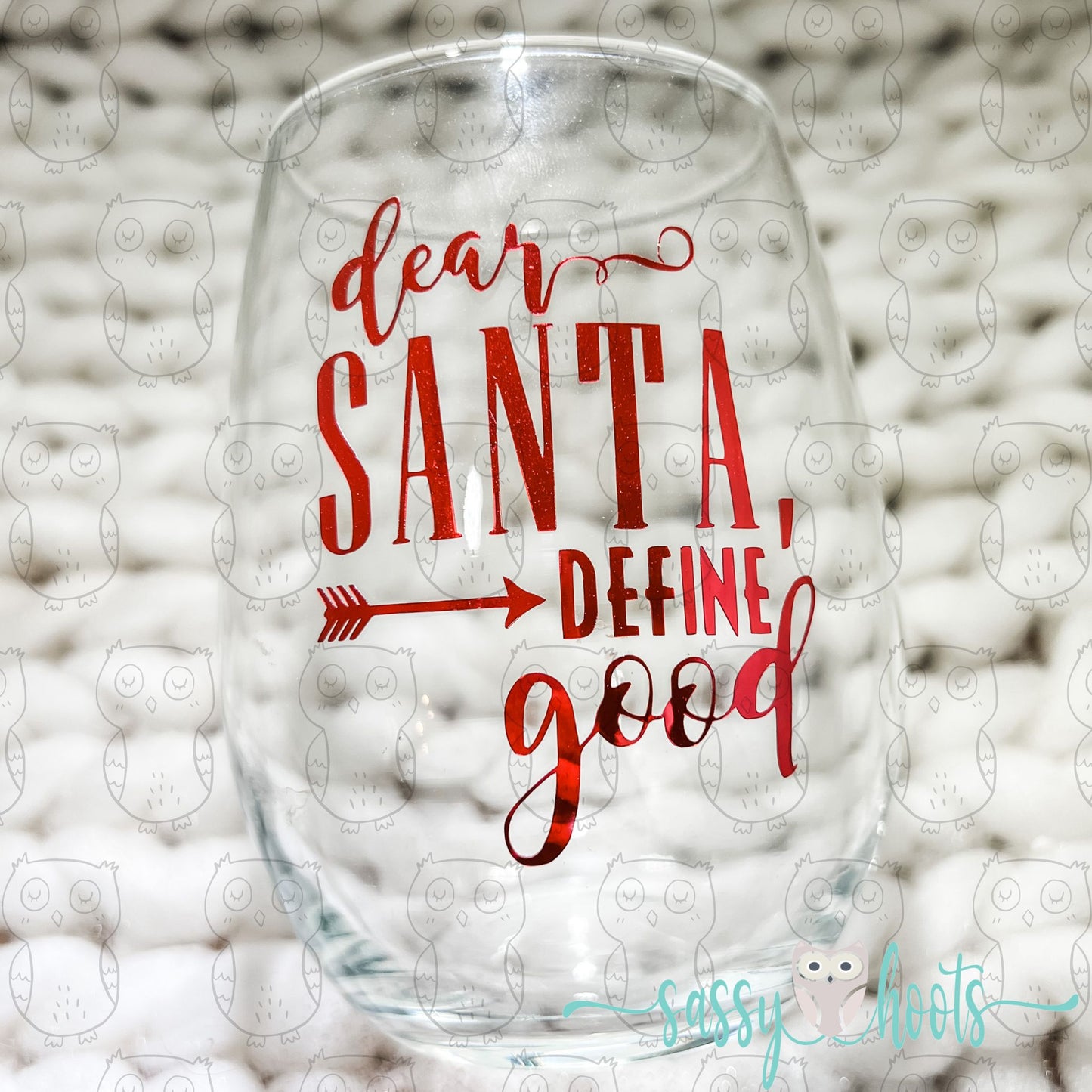 Stemless Wine Glass - Santa Define Good