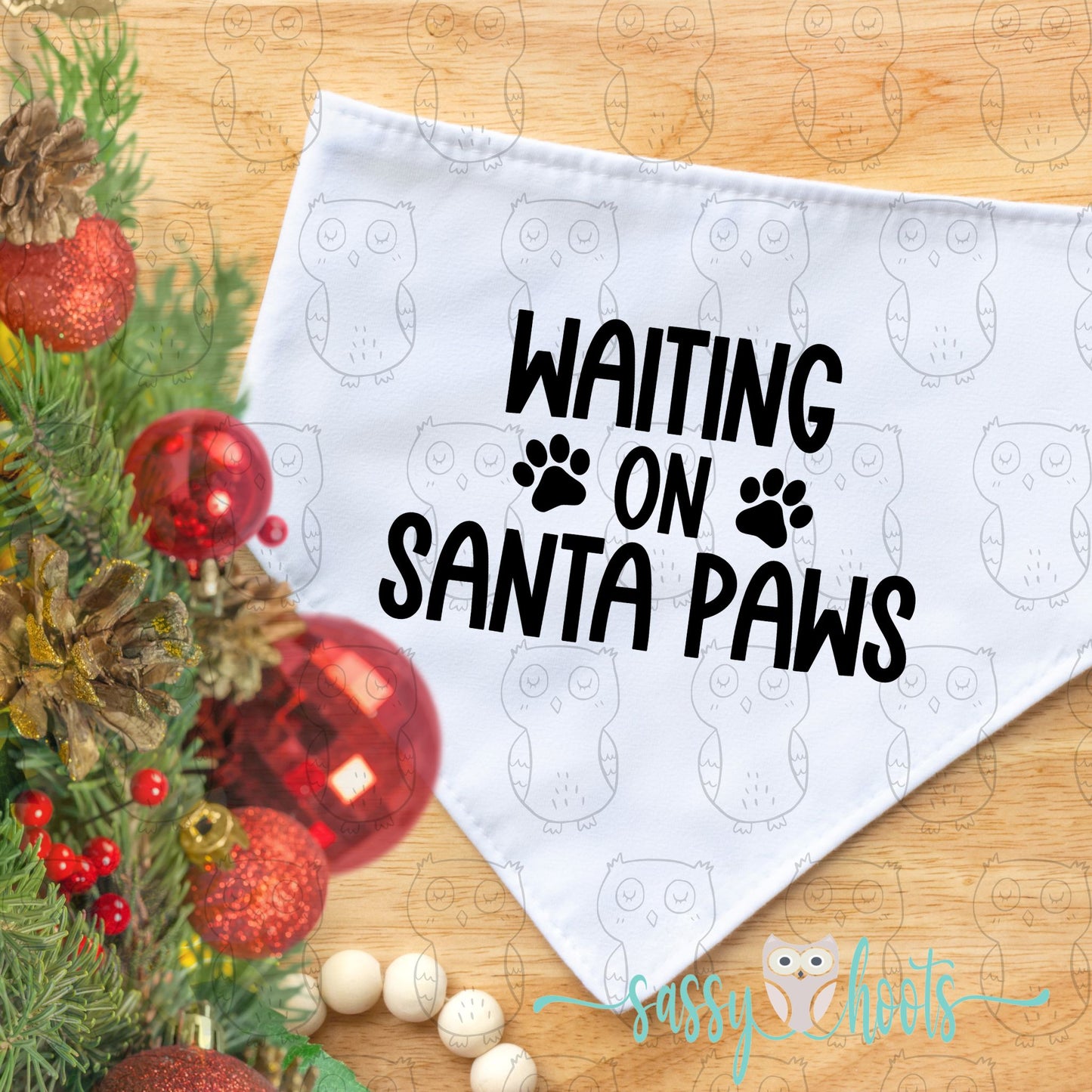 Dog Bandana - Waiting on Santa Paws