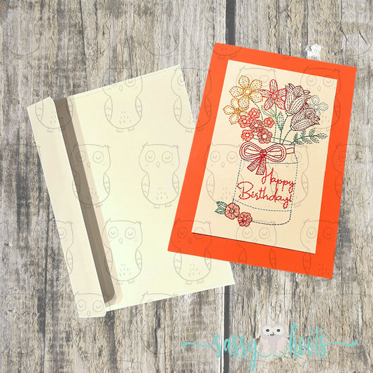 Embroidery Greeting Card - Happy Birthday Mason Jar