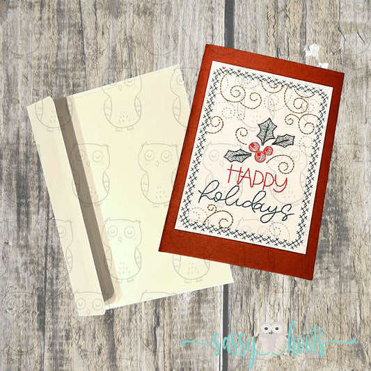 Christmas Embroidery Greeting Card - Happy Holidays