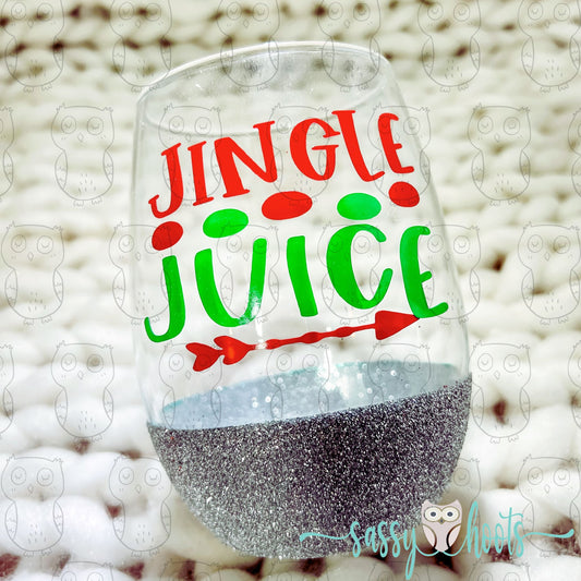 Glitter Dipped Stemless Wine Glass - Jingle Juice