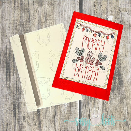 Christmas Embroidery Greeting Card - Merry & Bright