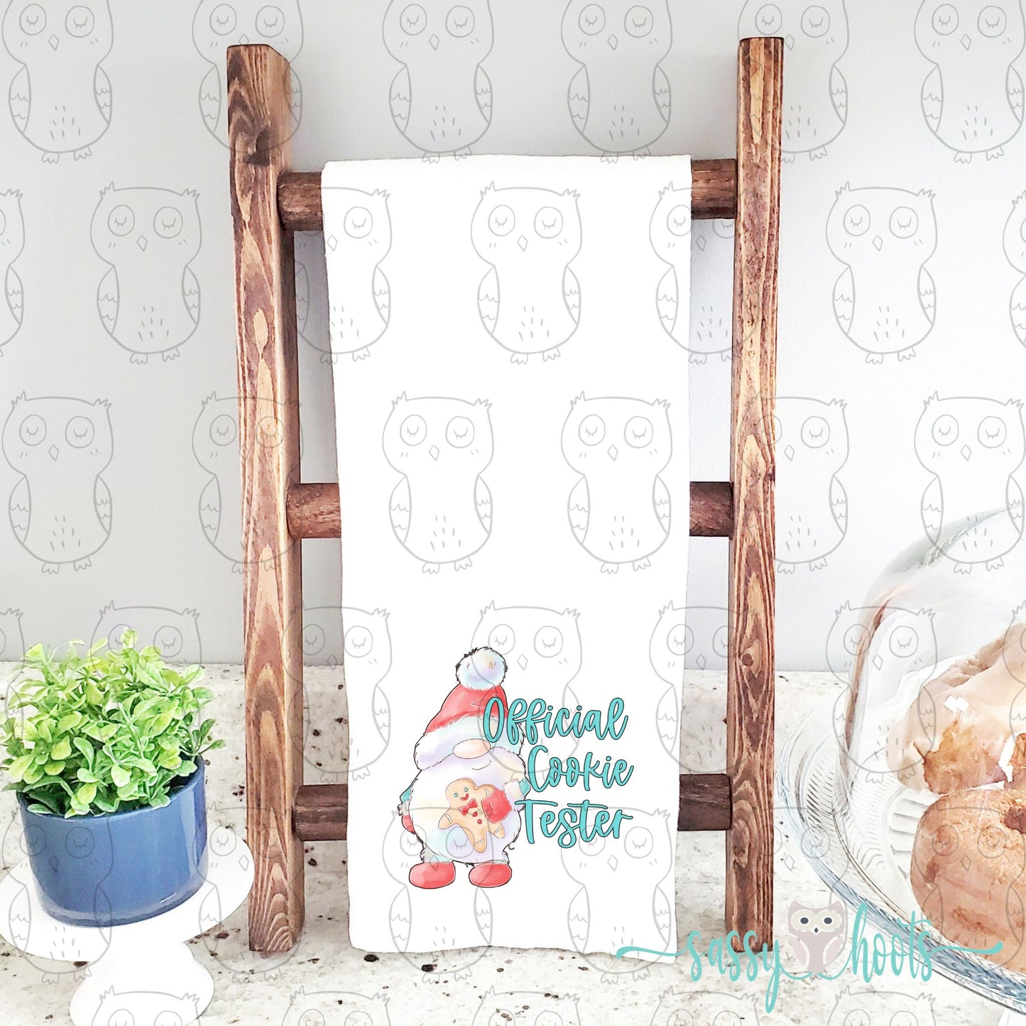 Decorative Tea Towel - Cookie Tester Gnome