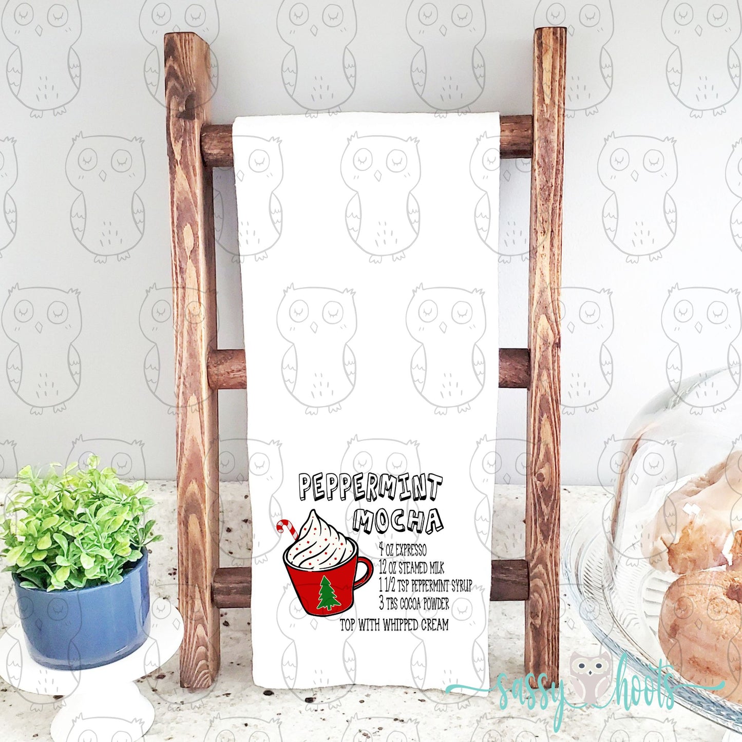 Decorative Tea Towel - Peppermint Mocha Recipe