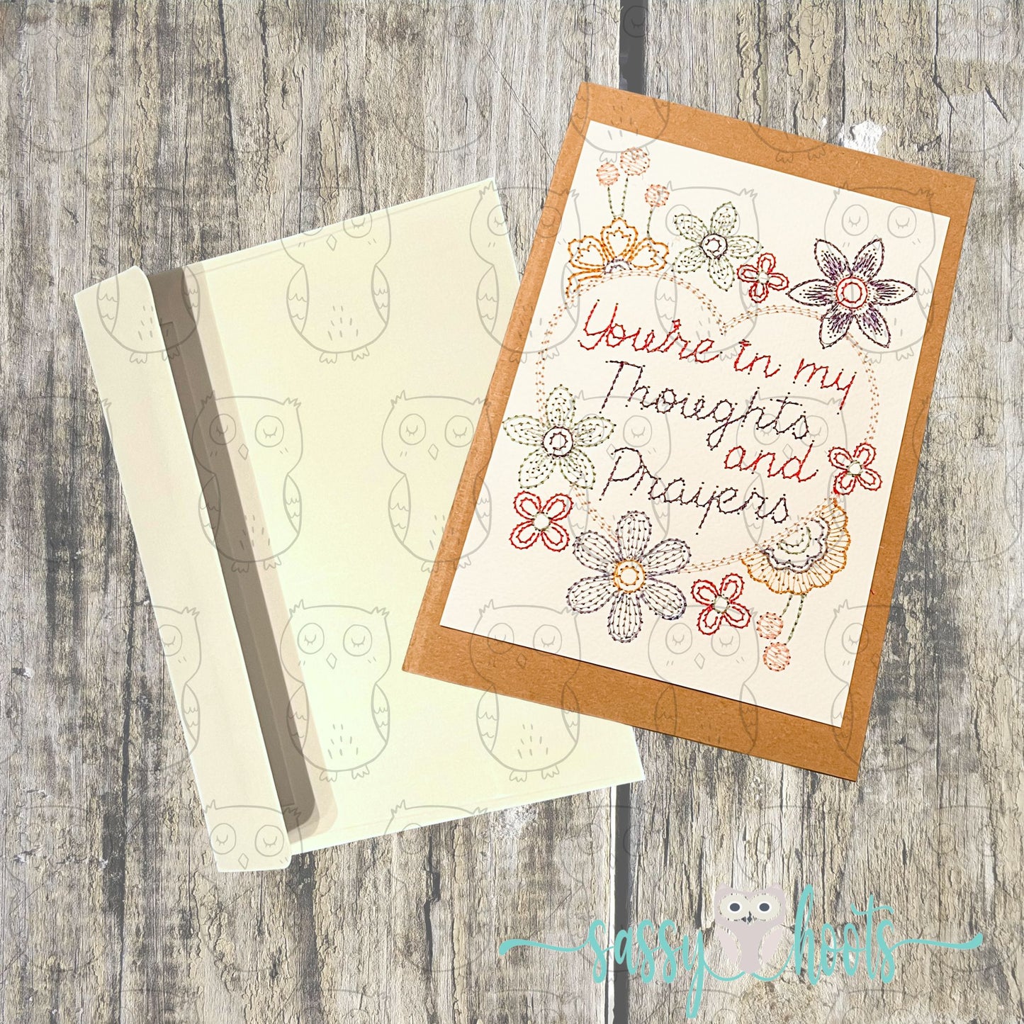 Embroidery Greeting Card - Thoughts & Prayers