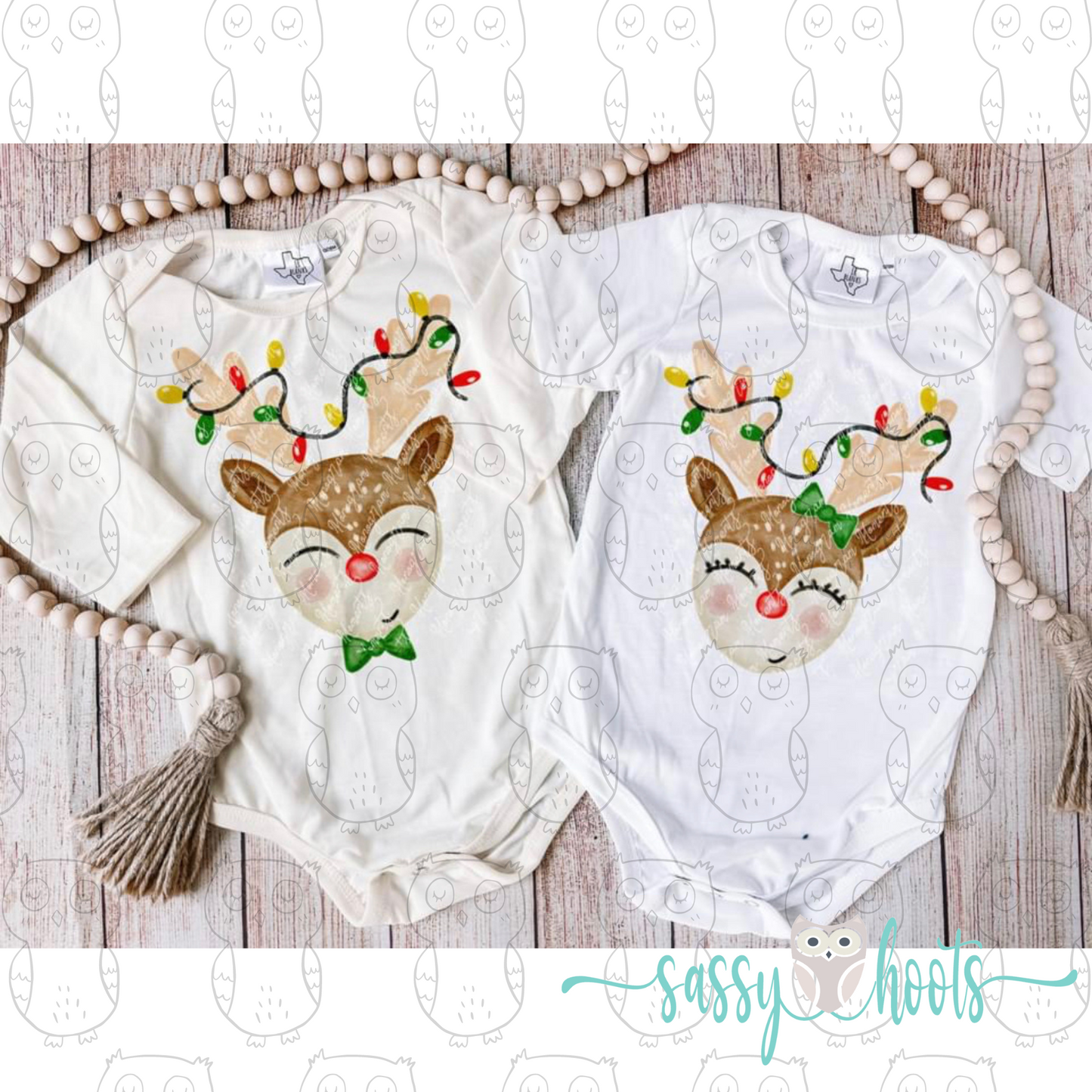 Christmas Reindeer Lights Baby Romper